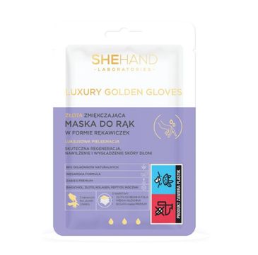 SheHand Laboratories Luxury Golden Gloves złota zmiękczająca maska do rąk w formie rękawiczek (1 para)