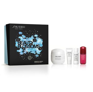 Shiseido Beauty Blossoms zestaw Essential Energy Moisturizing cream 50ml +  Ultimune Power Infusing 10ml + Treatment Softener Enriched 7ml + Clarifying Cleansing Foam 5ml (1 szt.)