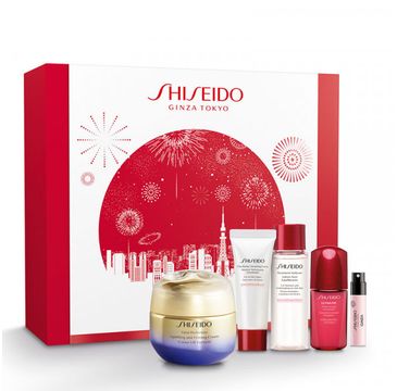 Shiseido Zestaw Vital Perfection Uplifting & Firming Cream (50 ml) + Clarifying Cleansing Foam (15 ml) + Treatment Softener (30 ml) + Ultimune Power Infusing Concentrate (10 ml) + Ginza woda perfumowana (0.8 ml)