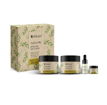 Silcare Naturro Special Gift Box zestaw masło do ciała (300 ml) + peeling do ciała (300 ml) + olejek naturalny (11 ml) + peeling do ust (10 ml)