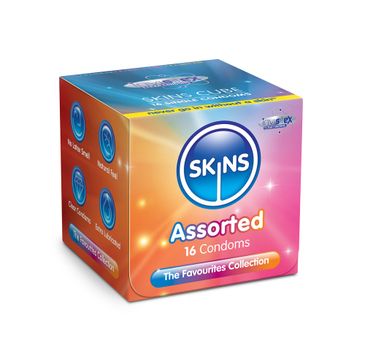 Skins Assorted Condoms cienkie i prążkowane prezerwatywy (16 szt.)