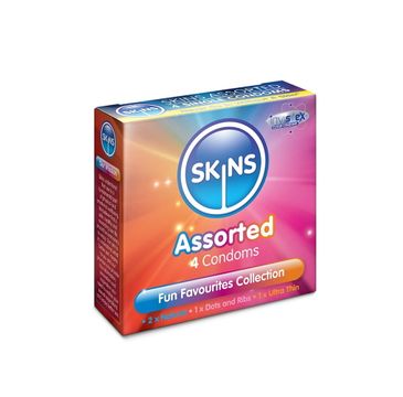 Skins Assorted Condoms cienkie i prążkowane prezerwatywy (4 szt.)