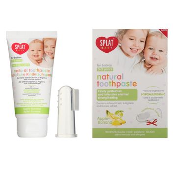 Splat Natural Toothpaste For Babies naturalna pasta do zębów dla dzieci z silikonową szczoteczką na palec Apple & Banana 40ml