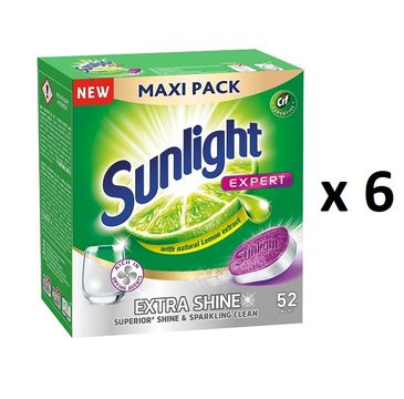 Sunlight Expert Extra Shine tabletki do zmywarki Lemon 6x52szt