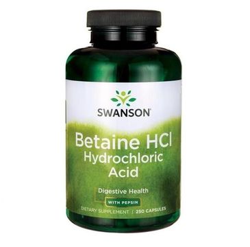 Swanson Chlorowodorek Betainy 325mg suplement diety 250 kapsułek