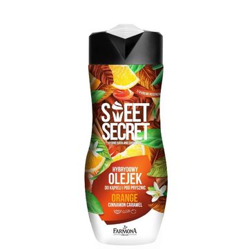 Sweet Secret Hybrydowy olejek do kąpieli i pod prysznic z 1/4 kremu regenerującego Pomarańcza z Karmelem i Cynamonem 300 ml