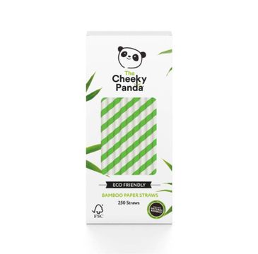 The Cheeky Panda– Bamboo Paper Straws bambusowe słomki jednorazowe zielone paski (250 szt.)