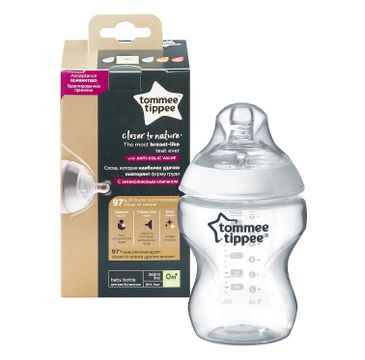 Tommee Tippee Closer To Nature butelka do karmienia ze smoczkiem silikonowym 0m+ (260 ml)