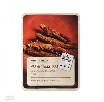 Tony Moly Pureness 100 Red Ginseng Mask Sheet Shine przeciwstarzeniowa maska do twarzy z żeń-szeniem 21ml