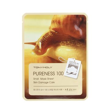 Tony Moly Pureness 100 Snail Mask Sheet Skin Irritation Care łagodząca maska do twarzy ze śluzem ślimaka 21ml