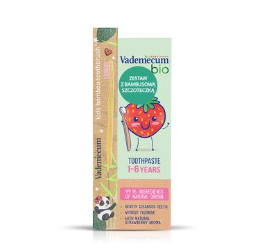 Vademecum Bio Kids Pasta do zębów dla dzieci  1-6 lat Strawberry 50ml +szczoteczka bambusowa do zębów (1 szt.)