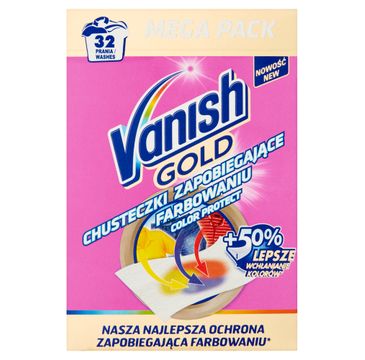 Vanish Gold Color Protect chusteczki zapobiegające farbowaniu ubrań 32 prania (16 sztuk)