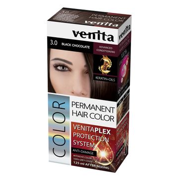 Venita Plex Protection System Permanent Hair Color farba do włosów z systemem ochrony koloru 3.0 Black Chocolate