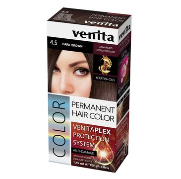 Venita Plex Protection System Permanent Hair Color farba do włosów z systemem ochrony koloru 4.5 Dark Brown