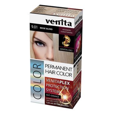 Venita Plex Protection System Permanent Hair Color farba do włosów z systemem ochrony koloru 9.01 Beige Blond