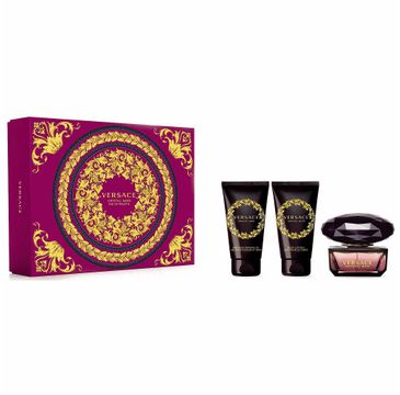 Versace Crystal Noir zestaw woda toaletowa spray (50 ml) + balsam do ciała (50 ml) + żel pod prysznic (50 ml)