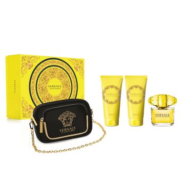 Versace Yellow Diamond zestaw woda toaletowa spray (90 ml) + balsam do ciała (100 ml) + żel pod prysznic (100 ml) + torebka