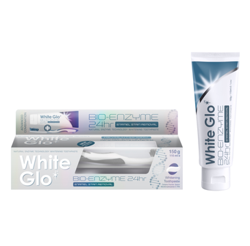 White Glo Bio Enzyme 24h Enamel Stain Removal pasta do zębów z wyciągiem z enzymów owoców 115 ml + szczoteczka do zębów (1 szt.)