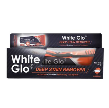 White Glo – Charcoal Deep Stain Remover wybielająca pasta do zębów z aktywnym węglem 100 ml + szczoteczka (1 szt.)