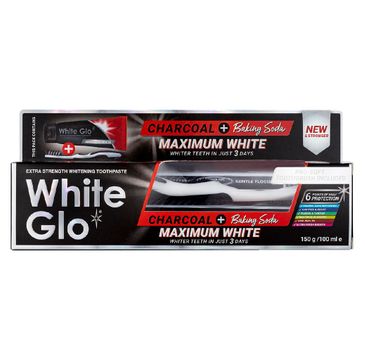 White Glo Charcoal + Baking Soda Maximum White Toothpaste wybielająca pasta do zębów 150g/100ml + szczoteczka