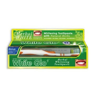 White Glo – Herbal Whitening Toothpaste wybielająca ziołowa pasta do zębów 100 ml + szczoteczka do zębów (1 szt.)