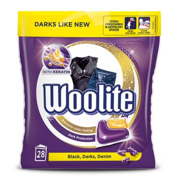 Woolite Black Darks Denim kapsułki do prania do tkanin ciemnych z keratyną 28szt