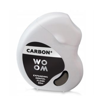 Woom Carbon+ rozszerzająca się nić dentystyczna z węglem aktywnym (30 ml)