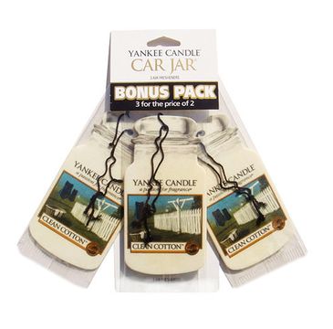 Yankee Candle Car Jar Bonus Pack zestaw zapachów samochodowych Clean Cotton 3sztuki