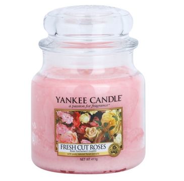Yankee Candle Świeca zapachowa średni słój Fresh Cut Roses 411g