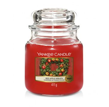 Yankee Candle Świeca zapachowa średni słój Red Apple Wreath 411g