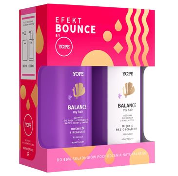 Yope Efekt Bounce Balance My Hair zestaw szampon do przetłuszczającej się skóry głowy z kwasami (300 ml) + odżywka do włosów z emolientami (300 ml)