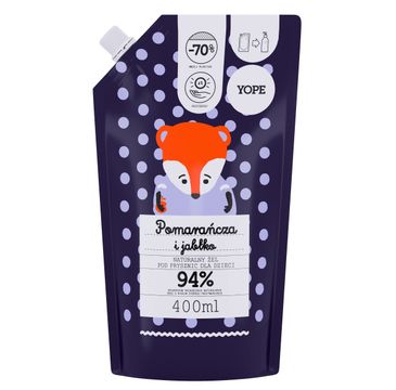 Yope – Naturalny Żel pod prysznic dla dzieci - JABŁKO i POMARAŃCZA - zapas (400 ml)