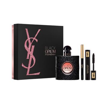 Yves Saint Laurent Black Opium Pour Femme zestaw prezentowy woda perfumowana spray 50 ml + tusz do rzęs Mascara Volume Effet Faux Cils 2 ml + kredka do oczu Waterproof Eye Pencil 0,8 g