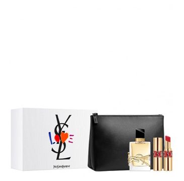 Yves Saint Laurent Libre Pour Femme zestaw woda perfumowana spray 50ml + Rouge Volupte Shine No.105 3.2g + kosmetyczka