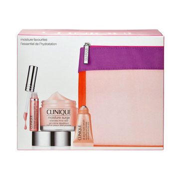 Clinique zestqaw prezentowy Moisture Surge Extended Thirst Relief (50 ml) + All About Eyes Serum De‐Puffing Eye Massage (5 ml) + Long Last Glosswear (5 ml)