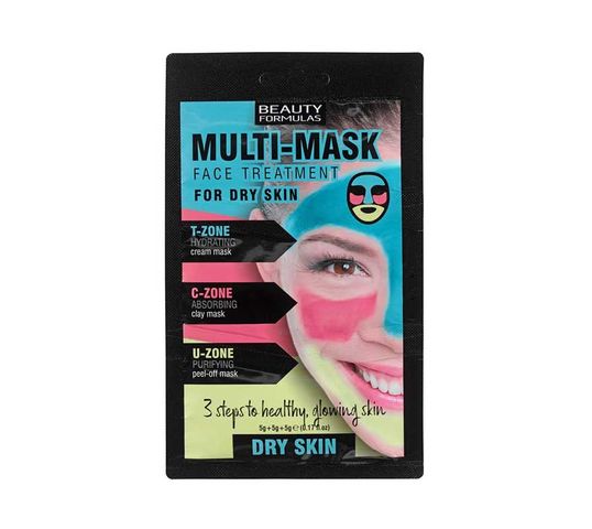 Beauty Formulas – Multi Mask Face Treatment zabieg na twarz do cery suchej (3 x 5 g)