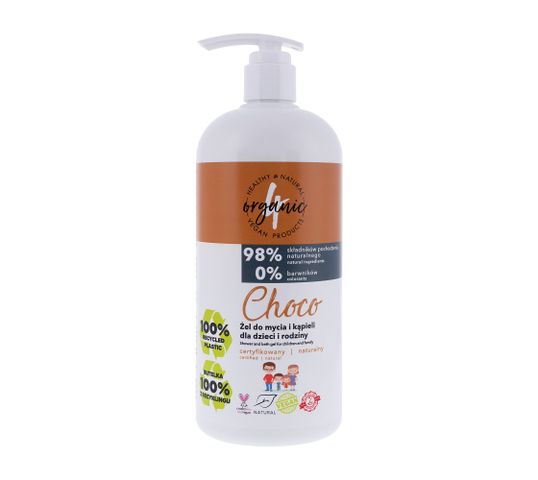 4organic Choco naturalny żel do mycia i kąpieli dla dzieci i rodziny (1000 ml)