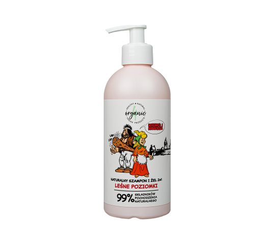 4organic Kajko i Kokosz naturalny szampon i żel do mycia dla dzieci 2w1 Leśne Poziomki (350 ml)