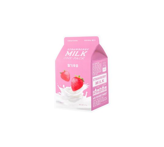 A'Pieu Strawberry Milk One-Pack rozjaśniająca maseczka w płachcie Truskawka  (20 g)