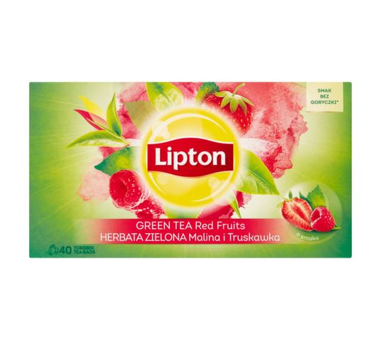 Lipton Green Tea herbata zielona Malina i Truskawka 40 torebek 56g