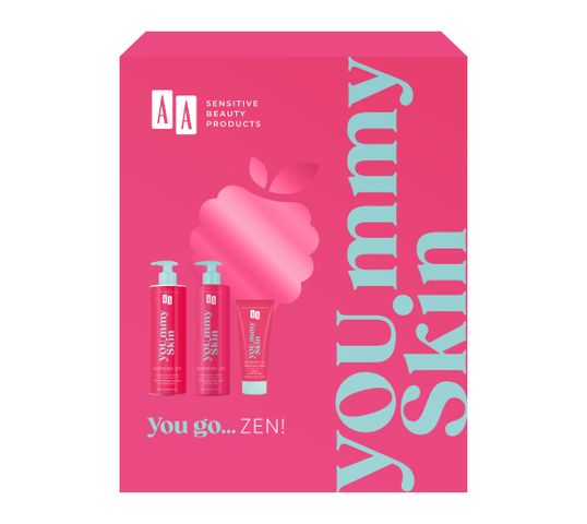 AA You.mmy Skin Raspberry Zen zestaw multinawilżający olejkowy żel pod prysznic 400ml + nawilżająco-łagodzący krem do ciała 400ml + odżywczy krem do rąk 75ml