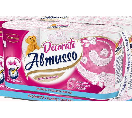 Almusso Decorato różowy papier toaletowy (6 rolek)