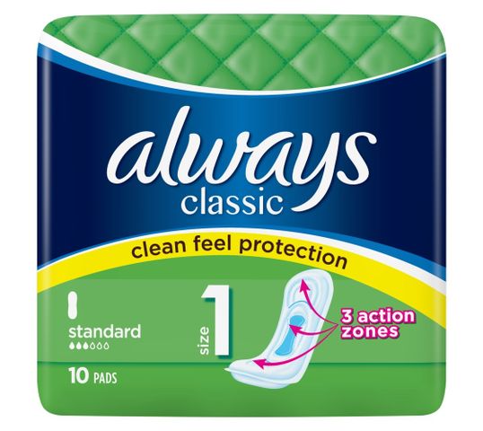 Always Classic Standard Podpaski bez skrzydełek (1op.- 10 szt.)