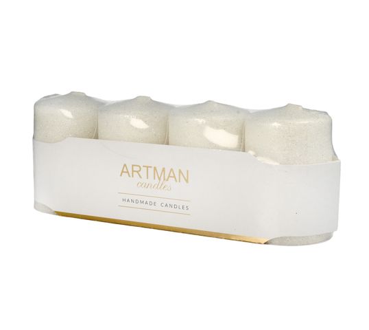 Artman świeca ozdobna 4-pack Brokat biała walec mały (1op.- 4 szt.)