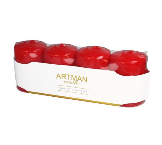 Artman świeca ozdobna 4-pack Mat czerwona walec mały (1op.- 4 szt.)