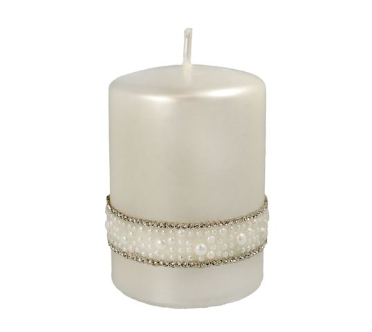 Artman – Świeca ozdobna Crystal Opal Pearl biała - walec mały (1 szt.)