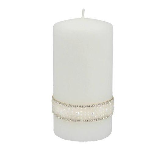 Artman – Świeca ozdobna Crystal Pearl biała - walec średni (1 szt.)