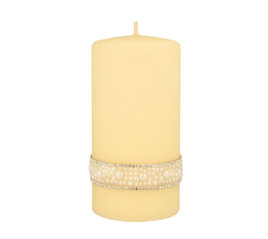 Artman – Świeca ozdobna Crystal Pearl kremowa - walec średni (1 szt.)