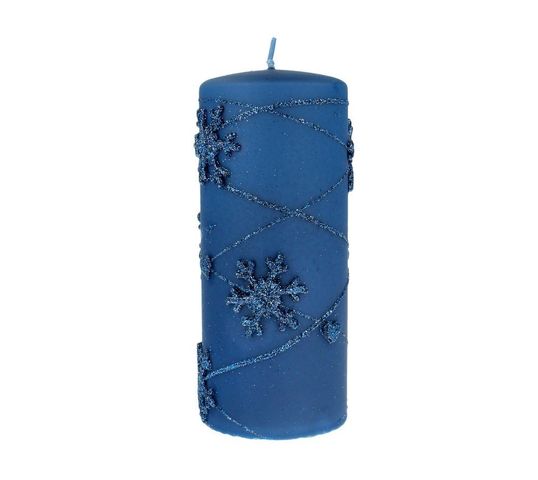 Artman – Boże Narodzenie Świeca ozdobna Snowflakes granatowa - walec duży (1 szt.)