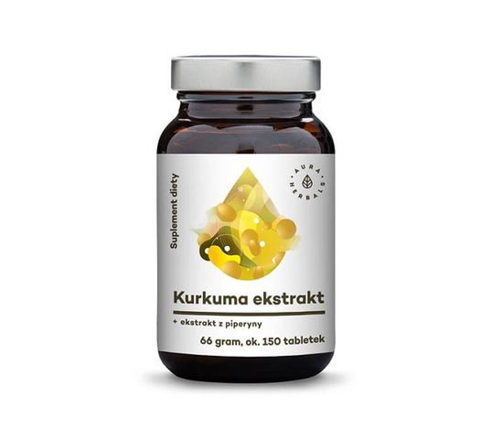 Aura Herbals Kurkuma Ekstrakt + piperyna ekstrakt suplement diety 150 tabletek 66g